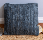 Navy Blue Jute Cushion